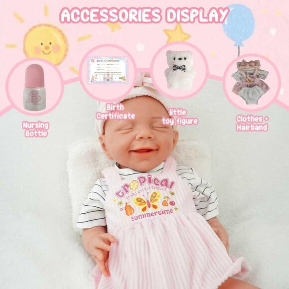 17.2in Full Silicone Non Vinyl Nude Reborn Baby Dolls BOY Sleeping Reborn Doll - Picture 6 of 7